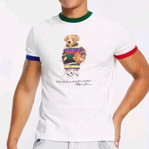 Ralph Lauren Polo Bear T-Shirt Youth L (14–16) 2010s White Ringer Tee